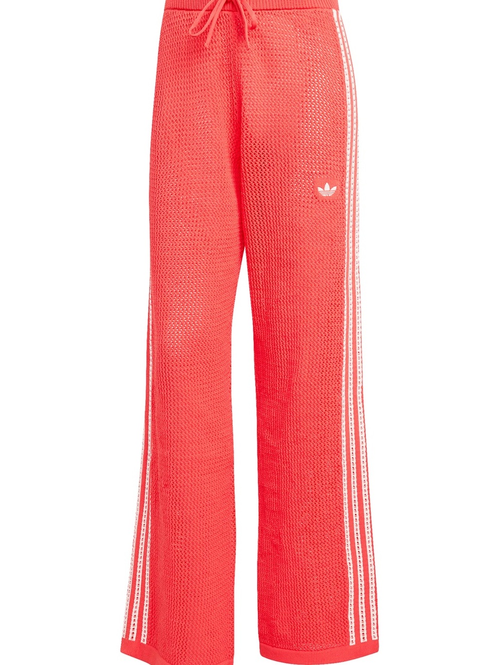 adidas Coral Red Mesh Track Pants with White Three Stripes